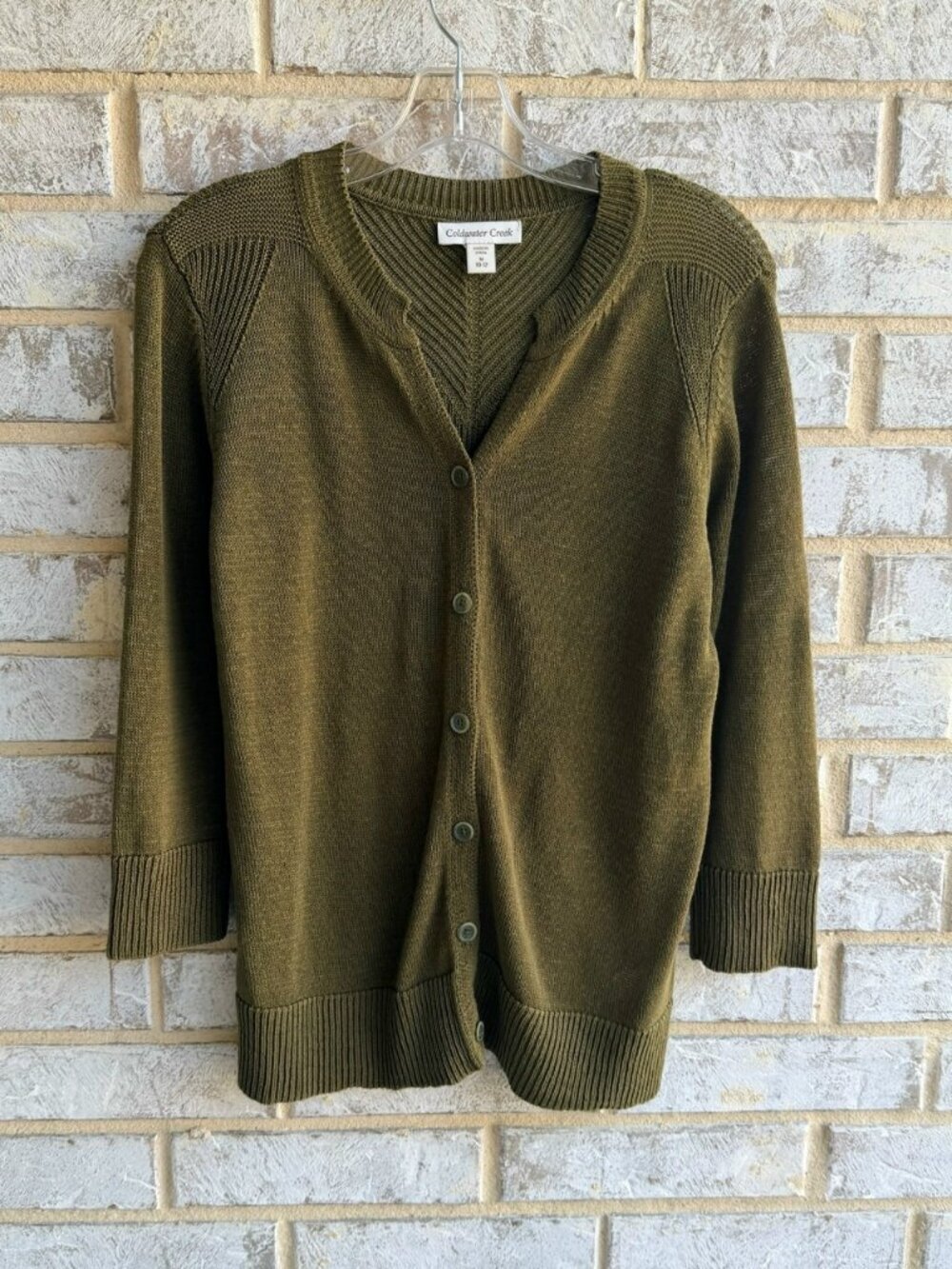 Coldwater Creek Cotton Blend Long Sleeve V-Neck Buttons Cardigan Sweater Size M.